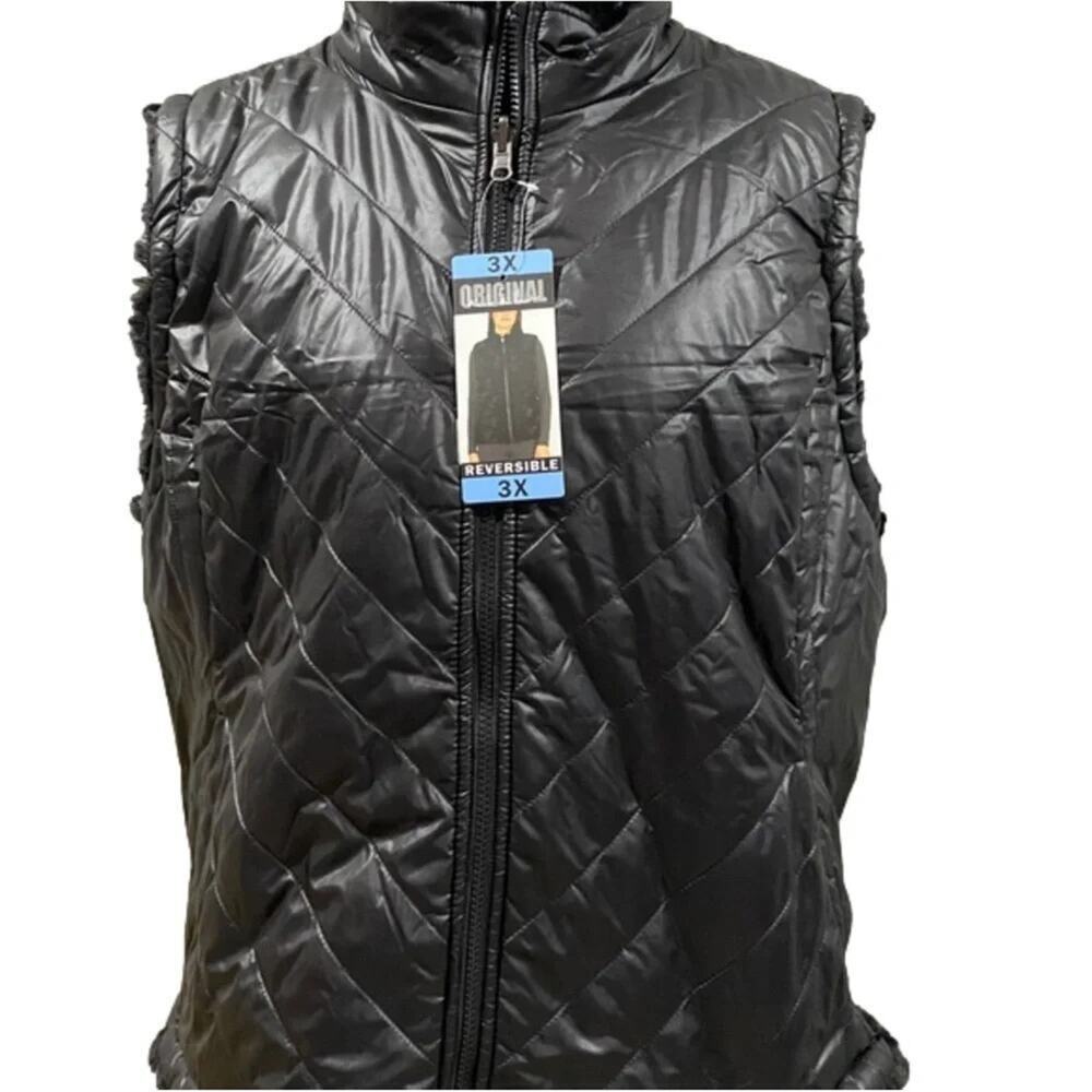 Nicole Miller Women's Vest Jacket Reversible Black Size 3X NWT